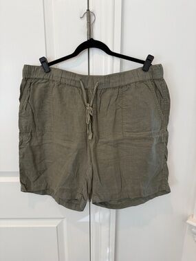 Caslon 9” Linen Drawstring Shorts Size XL Green Beetle